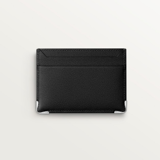 カード ホルダー マスト  デボス加工 ブラック カーフスキン、ゴドロンモチーフ、パラジウムフィニッシュ