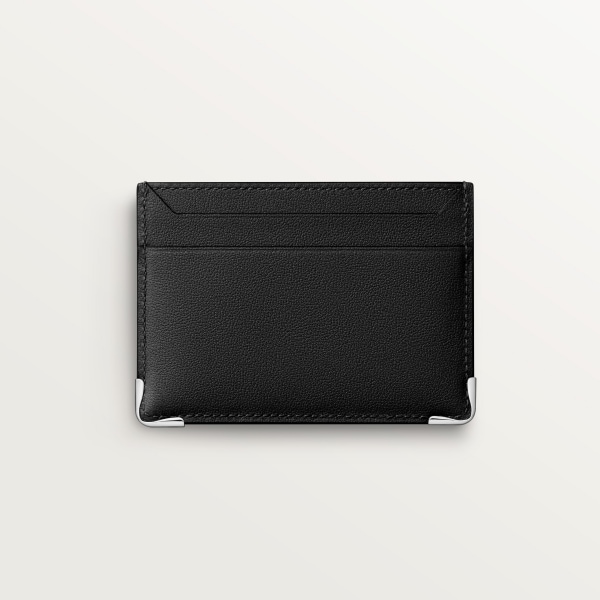 カード ホルダー マスト  デボス加工 ブラック カーフスキン、ゴドロンモチーフ、パラジウムフィニッシュ