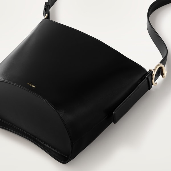 スモール バケットバッグ パンテール C  ブラック グレイン カーフスキン、ゴールドフィニッシュ