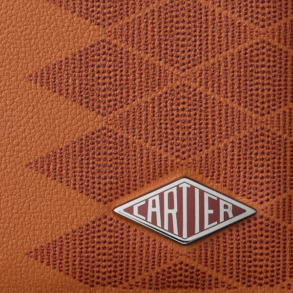 カード ホルダー ロザンジュ  キャラメル＆ボルドーカラー カーフスキン、ダイヤモンドドットプリント、パラジウムフィニッシュ、ボルドーカラー エナメル