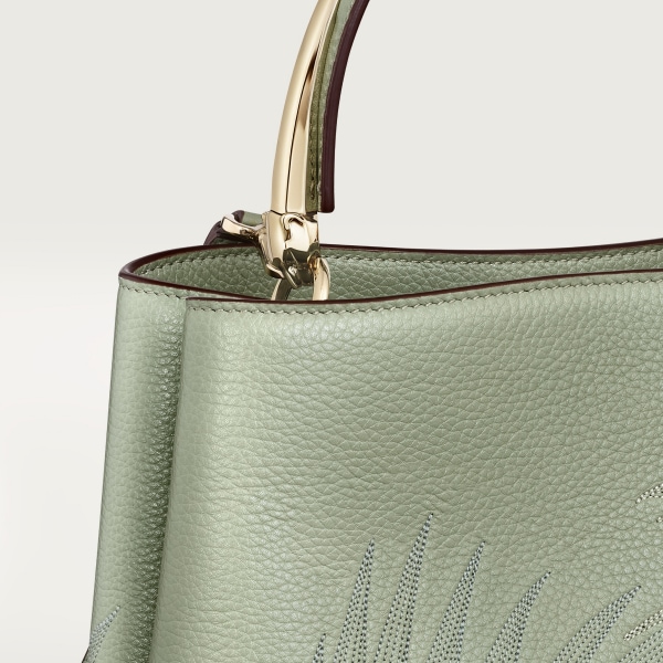 スモール バッグ 
パンテール ドゥーブル  セージグリーン カーフスキン、ジャングル エンブロイダリー、ゴールドフィニッシュ