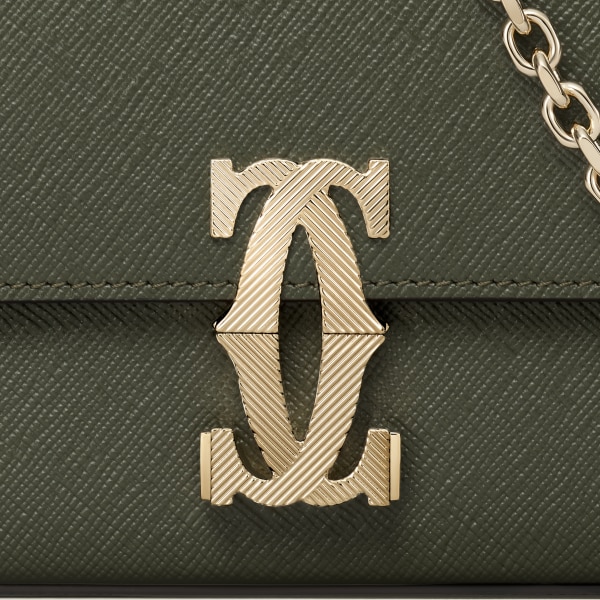 ミニ バッグ C ドゥ カルティエ グリーンティー カーフスキン、ゴールドフィニッシュ ゴドロンモチーフ