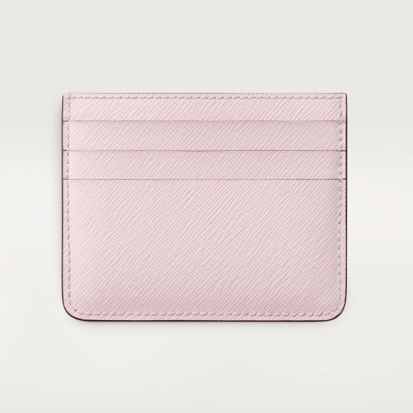 カード ホルダー C ドゥ カルティエ ペタルピンク テクスチャー カーフスキン、刺繍入り、ゴールドフィニッシュ
