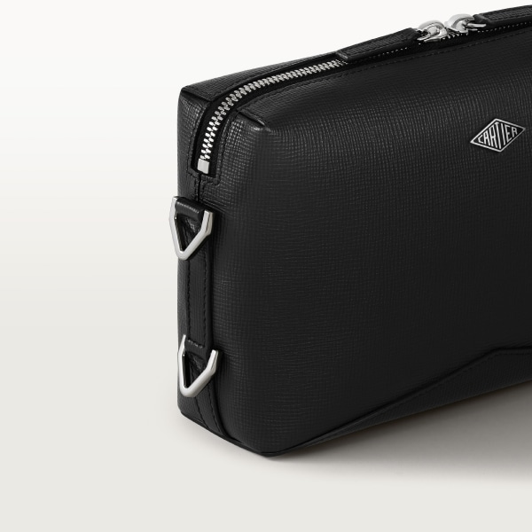 バッグ ロザンジュ  ブラック グレインド カーフスキン、パラジウムフィニッシュ＆エナメル