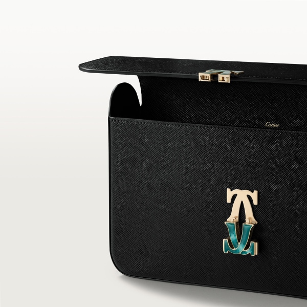 C ドゥ カルティエ チェーンバッグ スモール  ブラック カーフスキン、ゴールド フィニッシュ