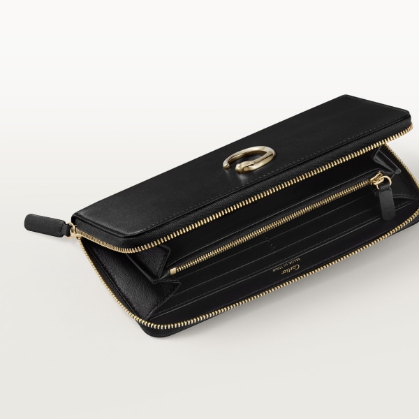 ウォレット パンテール C  ブラック カーフスキン、ゴールドフィニッシュ