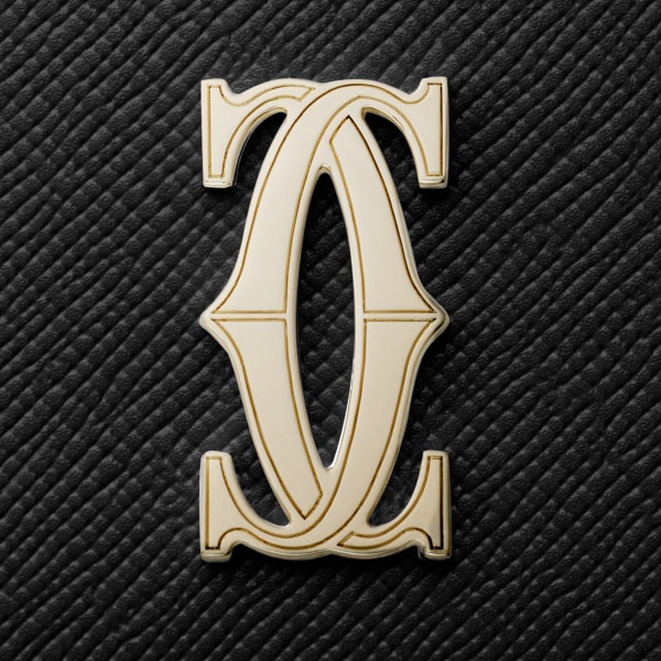 カード ホルダー C ドゥ カルティエ ブラック テクスチャー カーフスキン、ゴールドフィニッシュ