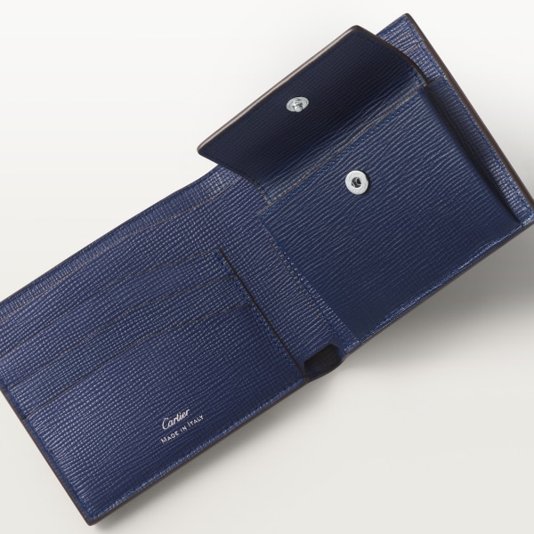 ウォレット ロザンジュ  ネイビーブルー グレイン カーフスキン、パラジウムフィニッシュ、エナメル