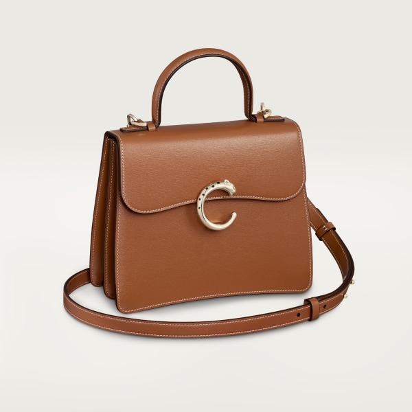 スモール バッグ パンテール C  キャラメル カーフスキン、ゴールドフィニッシュ