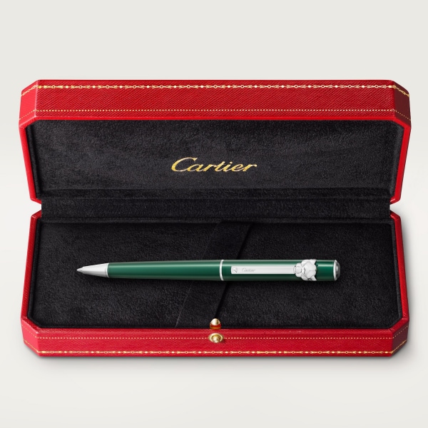 パンテール ドゥ カルティエ ボールペン スモールモデル、グリーンラッカー、パラジウムフィニッシュ