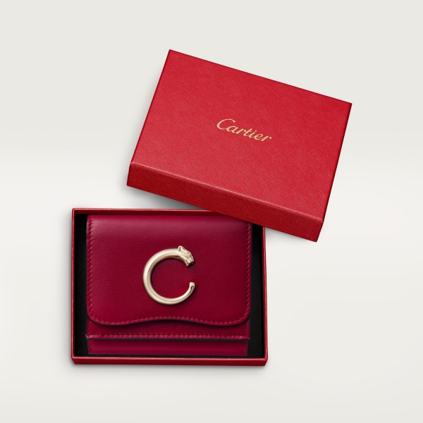 CRL3002308 - パンテール ドゥ カルティエ ミニウォレット - チェリーレッド カーフスキン、ゴールドフィニッシュ - Cartier