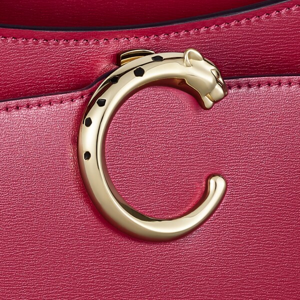 スモール バッグ パンテール C  チェリーレッド カーフスキン、ゴールドフィニッシュ