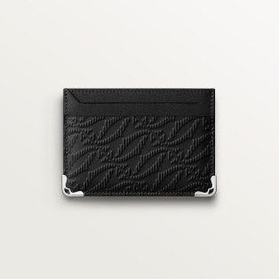 カード ホルダー マスト  デボス加工 ブラック カーフスキン、ゴドロンモチーフ、パラジウムフィニッシュ