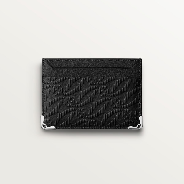 カード ホルダー マスト  デボス加工 ブラック カーフスキン、ゴドロンモチーフ、パラジウムフィニッシュ