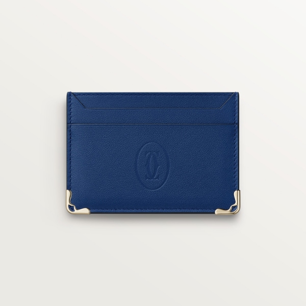 カード ホルダー マスト  ディープブルー カーフスキン、ゴールドフィニッシュ