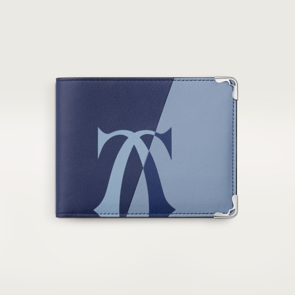 ウォレット マスト  ディープブルー＆クラウドグレー スムースカーフスキン、パラジウムフィニッシュ