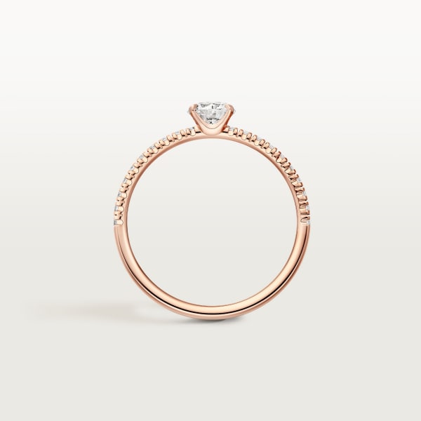 エタンセル ドゥ カルティエ ソリテールリング、ブリリアントカット ダイヤモンド、パヴェセッティング ピンクゴールド、ダイヤモンド