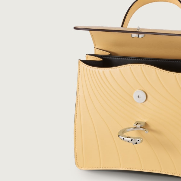 スモール バッグ パンテール C  ミモザイエロー カーフスキン、「Cartier」ロゴの箔押し、パラジウムフィニッシュ