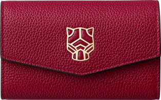 キーケース パンテール グラフィック  ボルドーカラー カーフスキン、ゴールドフィニッシュ