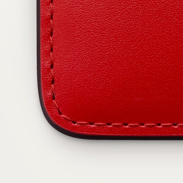 C ドゥ カルティエ シンプル カードホルダー レッド カーフスキン、ゴールドフィニッシュ、レッド エナメル