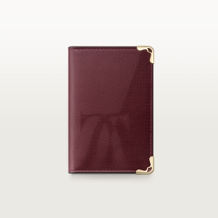 カード ホルダー マスト  XLロゴ パンチング加工ボルドーカラー カーフスキン、ゴールドフィニッシュ