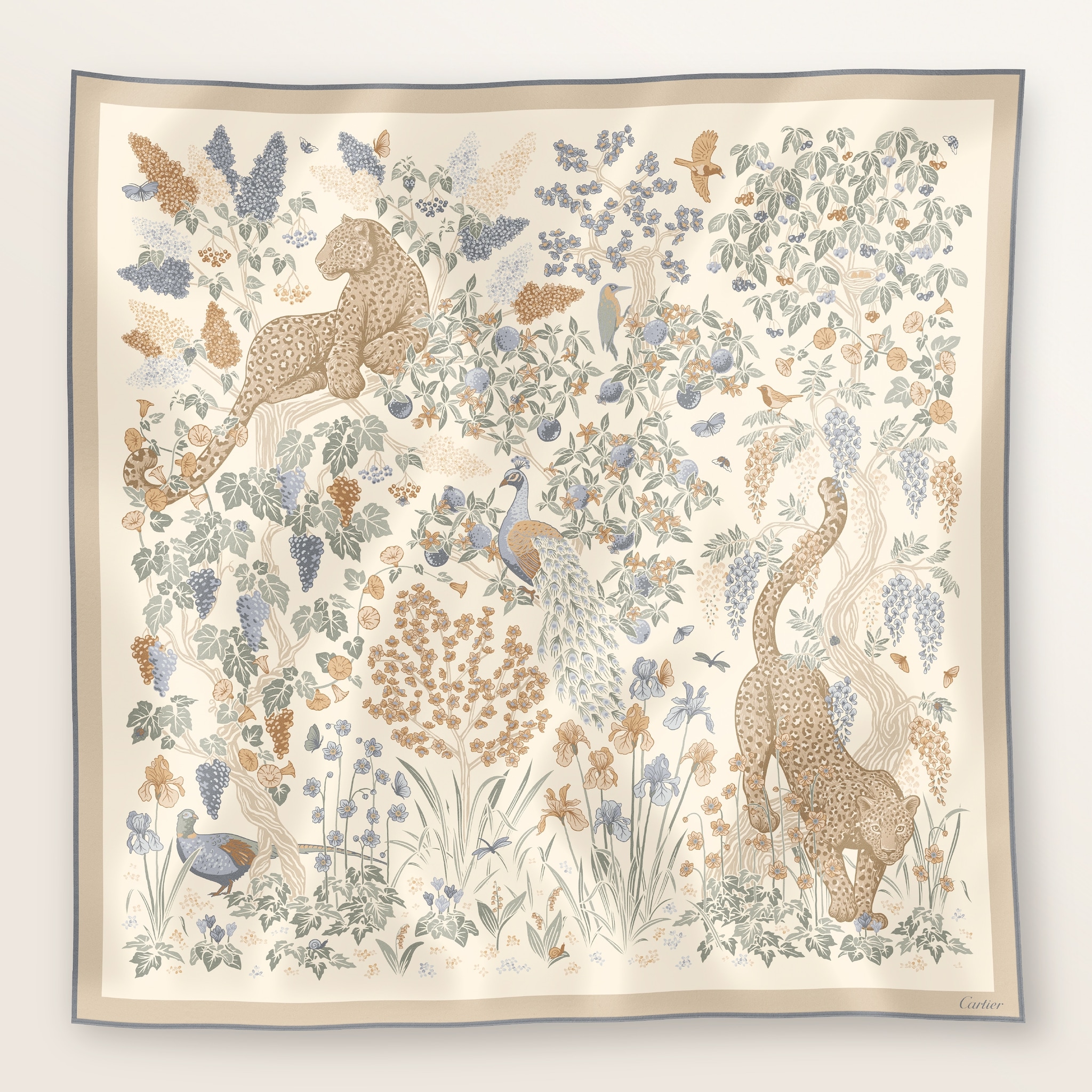 ブルーミング パンテール スカーフ 90ラテカラー シルクツイル