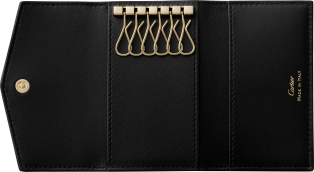 キーケース パンテール グラフィック  ブラック カーフスキン、ゴールドフィニッシュ