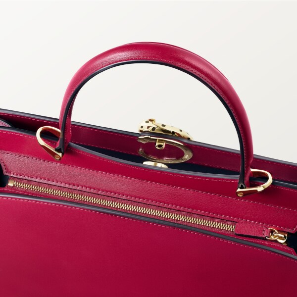 スモール バッグ パンテール C  チェリーレッド カーフスキン、ゴールドフィニッシュ