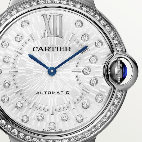 バロン ブルー ドゥ カルティエ ウォッチ 36mm、自動巻きメカニカルムーブメント、スティール、ダイヤモンド