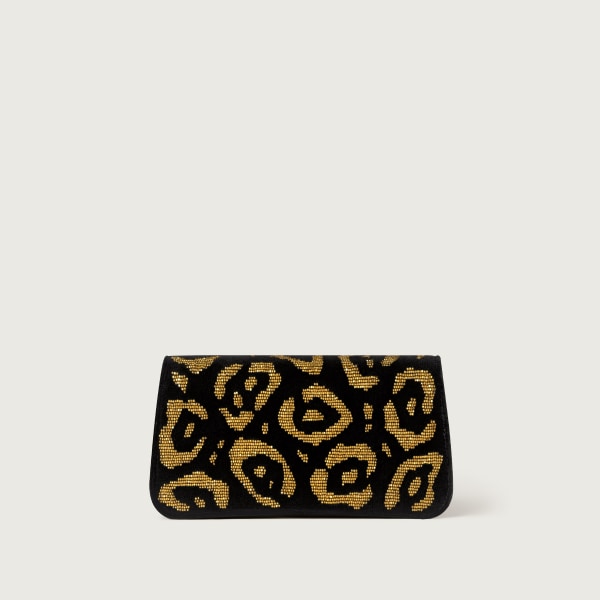 ミニ バッグ パンテール C  レオパードモチーフのタフティングとビーズ、ゴールドフィニッシュ