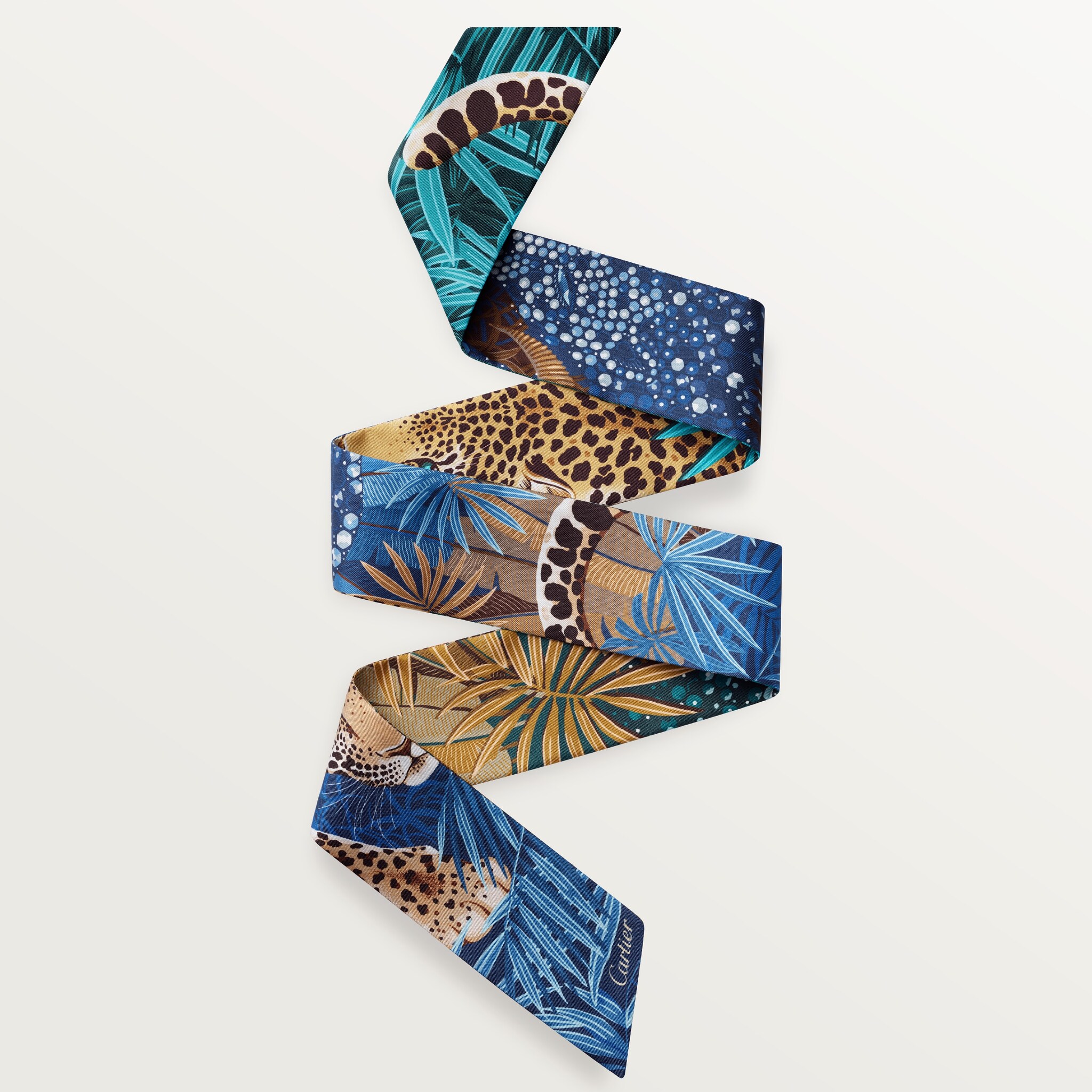 リフレクテッド パンテール ダブルサイド バンドーグリーン＆コスモスカラー シルクツイル