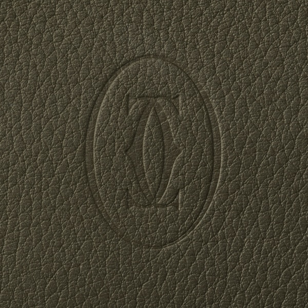 マスト ドゥ カルティエ 二つ折りウォレット  カーキ カーフスキン、パラジウムフィニッシュ