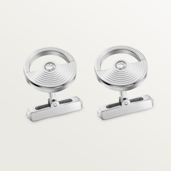 マス ミステリユーズ カフリンクス ロジウムフィニッシュホワイトゴールド、ダイヤモンド