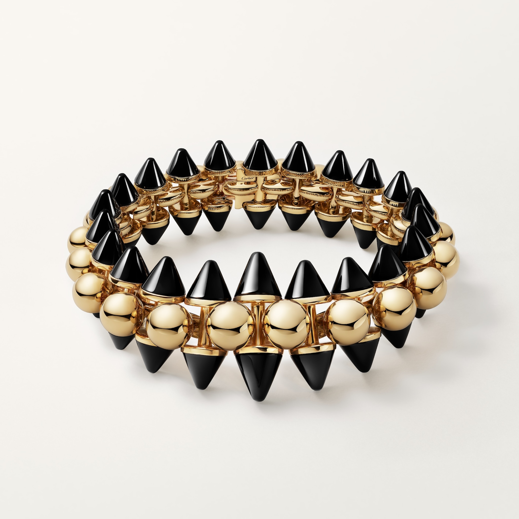 クラッシュ ドゥ カルティエ ブレスレット、フレキシブル、XLモデル、オニキスイエローゴールド、オニキス
