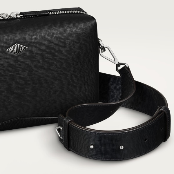 バッグ ロザンジュ  ブラック グレインド カーフスキン、パラジウムフィニッシュ＆エナメル