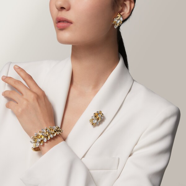 グラン ドゥ カフェ ブローチ イエローゴールド、プラチナ 、ダイヤモンド