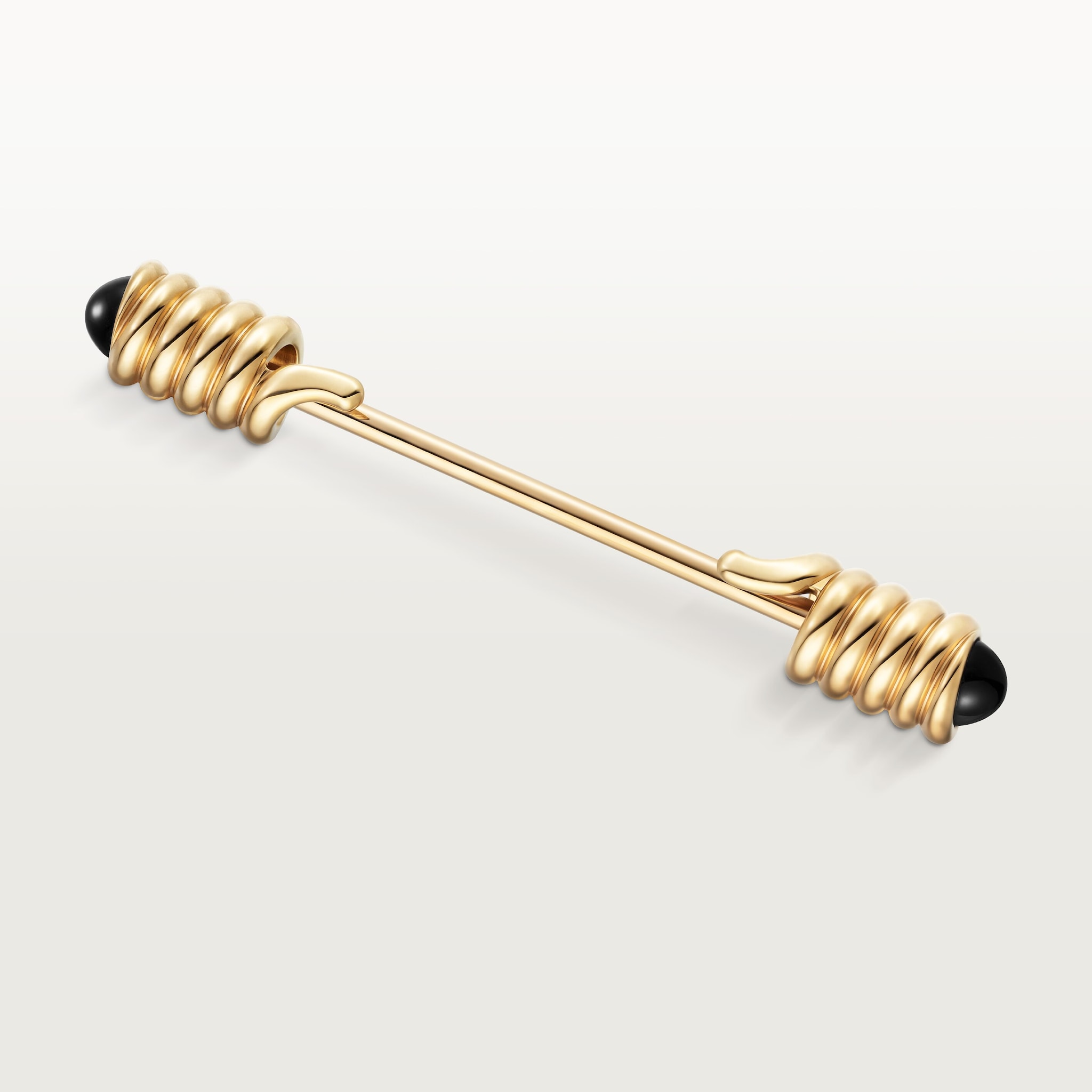 スプリング モチーフ タイピンイエローゴールド、オニキス