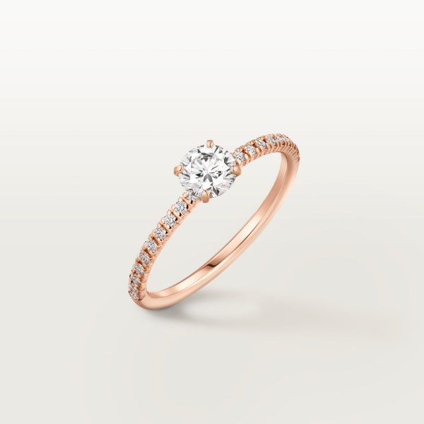 エタンセル ドゥ カルティエ ソリテールリング、ブリリアントカット ダイヤモンド、パヴェセッティング ピンクゴールド、ダイヤモンド