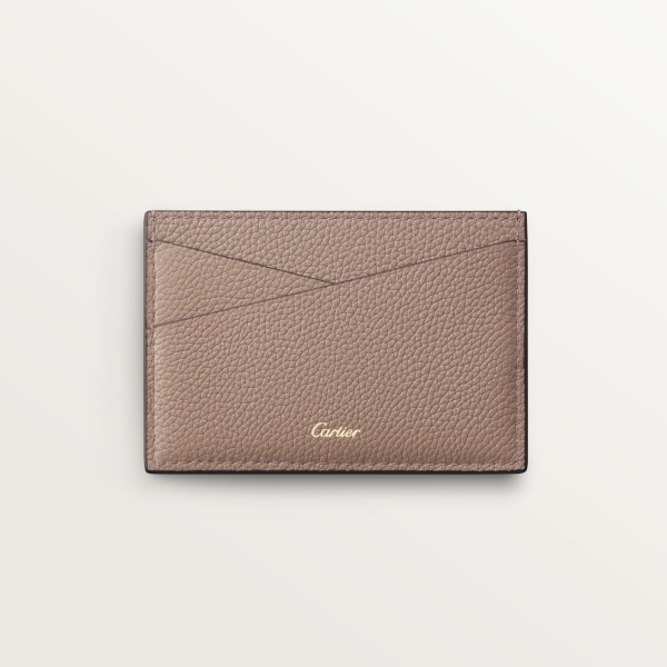 カード ホルダー パンテール グラフィック  クレイカラー グレインド カーフスキン、ゴールドフィニッシュ