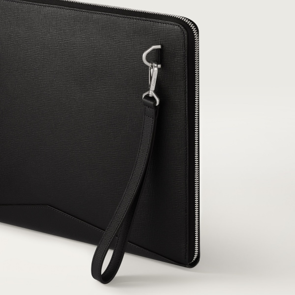 ポートフォリオ ロザンジュ  ブラック グレインド カーフスキン、パラジウムフィニッシュ＆エナメル