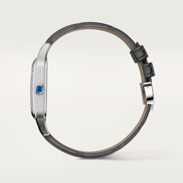 サントス デュモン スケルトン ウォッチ、マイクロローター ラージモデル、自動巻きメカニカル スケルトンムーブメント、スティール、レザー