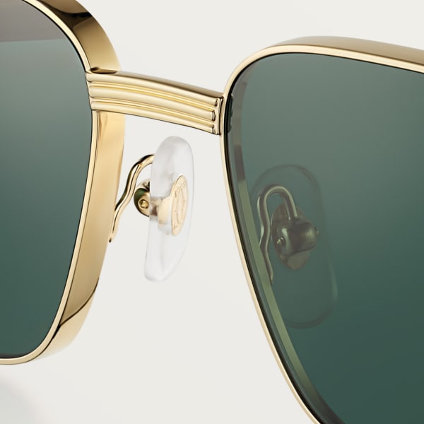 プルミエール ドゥ カルティエ サングラス スムース ゴールドフィニッシュ メタル、トランスペアレントブラウン アセテート、グリーンレンズ