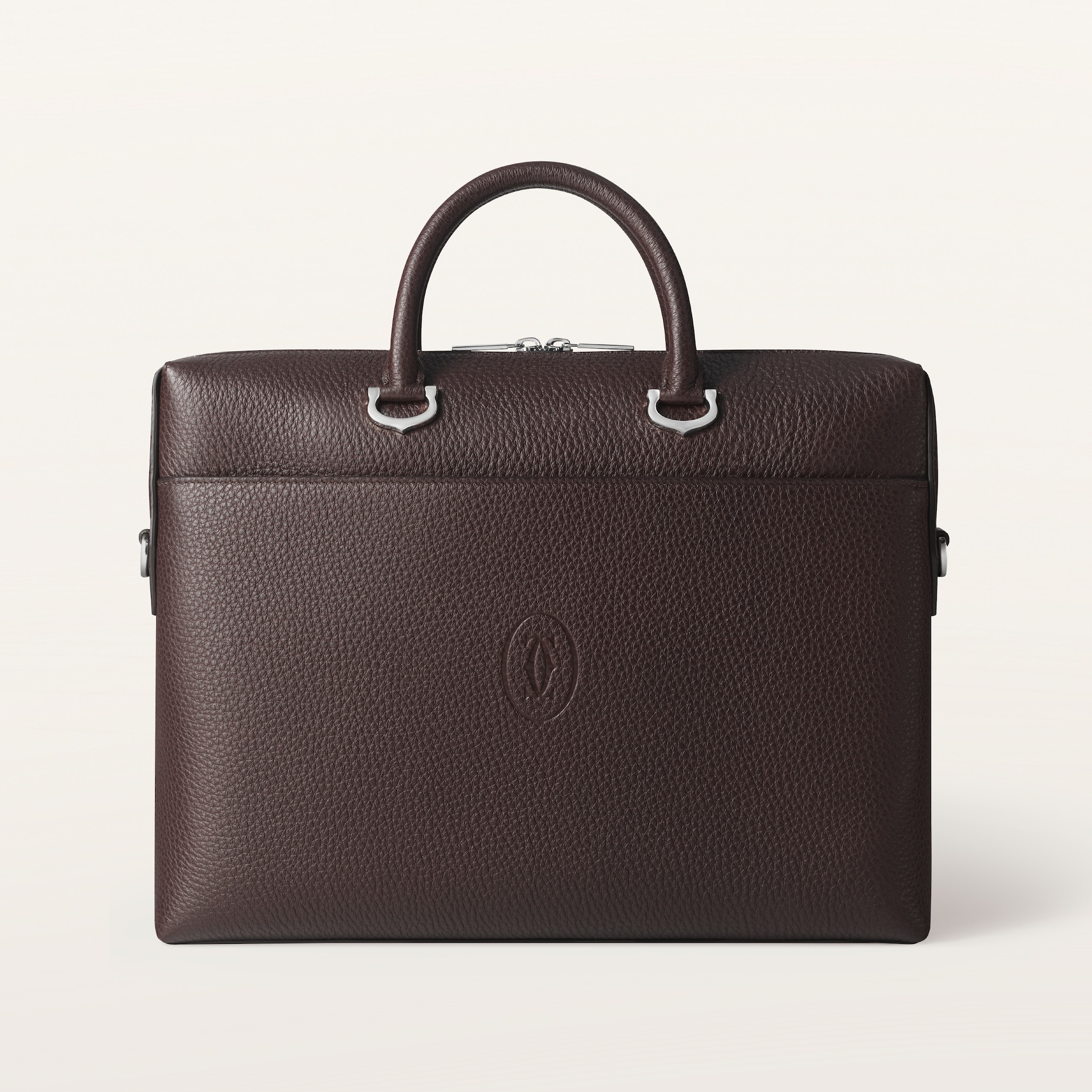 マスト ブリーフケースエボニー カーフスキン、パラジウムフィニッシュ