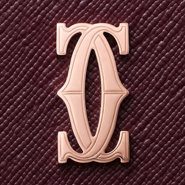 ウォレット C ドゥ カルティエ  グレープ テクスチャード カーフスキン、ピンクゴールド フィニッシュ