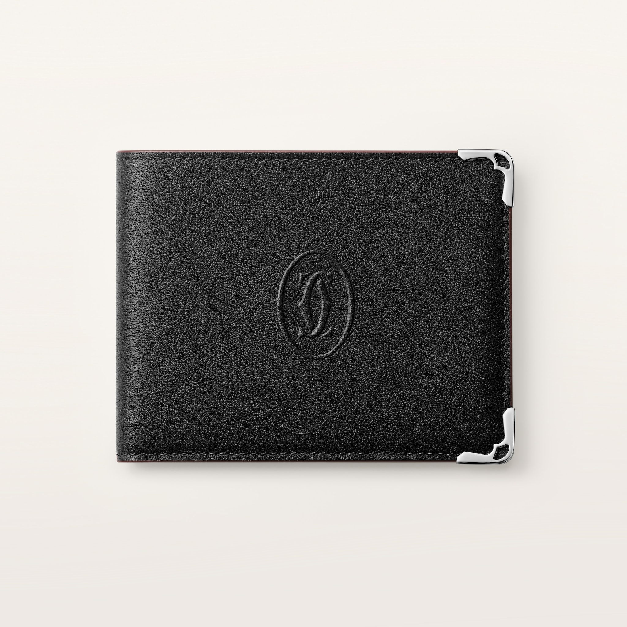 マスト ウォレットブラック カーフスキン、パラジウムフィニッシュ