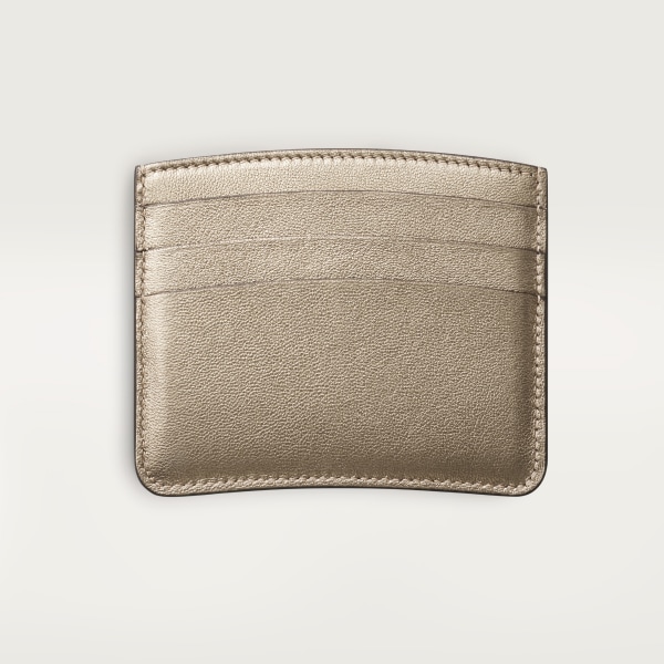 パンテール C カードホルダー  パンテール エンブロイダリー、メタリック ゴールド ラムスキン、ゴールドフィニッシュ