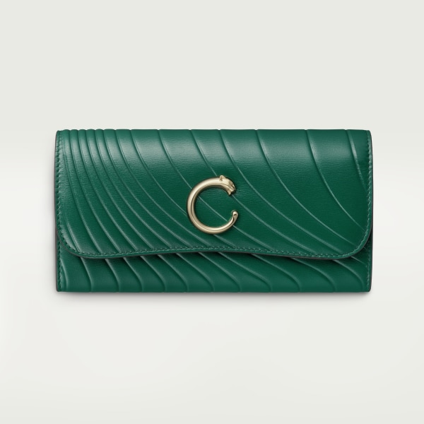 40代女性に人気のレディース長財布は、カルティエのパンテール ドゥ カルティエ フラップ付インターナショナル ウォレット グリーン