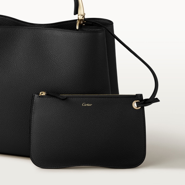 ミディアム バッグ パンテール ドゥーブル  グレイン ブラック カーフスキン