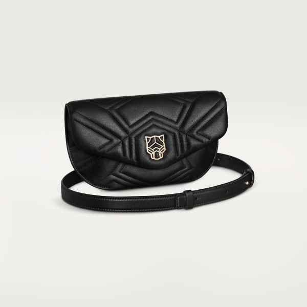 パンテール ドゥ カルティエ ハーフムーンバッグ ブラックキルティング カーフスキン、ゴールドフィニッシュ