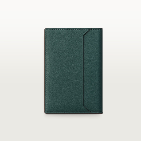 カード ホルダー マスト  パイングリーン カーフスキン、パラジウムフィニッシュ
